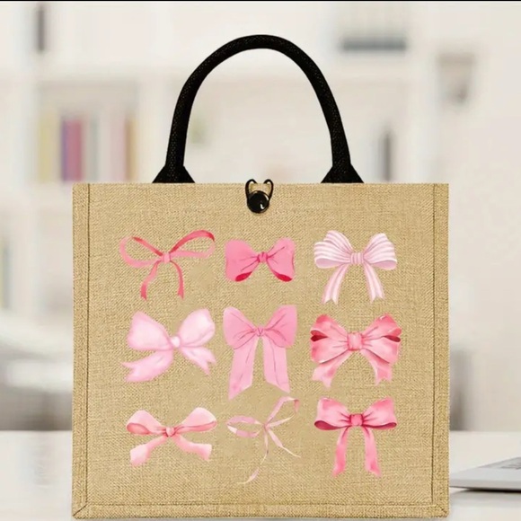 Handbags - Pink Bow Tote Bag
